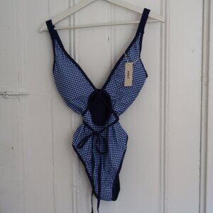 Seamolly Gingham Tie Backless Plunging Neck One-piece - NEVER WORN
